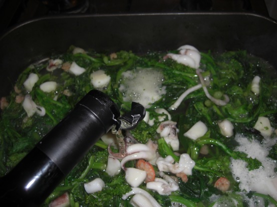 Baby broccoli and prawn stuffing